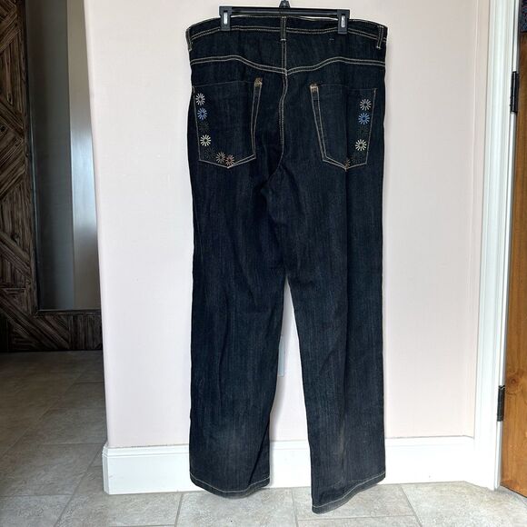 Bklynn Xpress Jeans 38x33 Embroidered Y2K Grunge Black Denim Relaxed High Rise - Picture 5 of 9